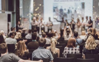 People celebrating at an award ceremony