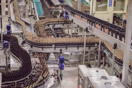 Aerial view of a factory manufacturing drinks