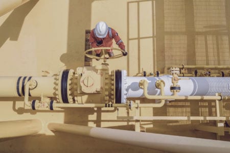 A gas network operative turning the valve on a pipe line