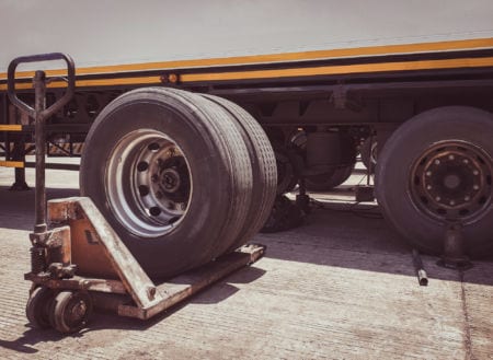 Tires being changed on a truck
