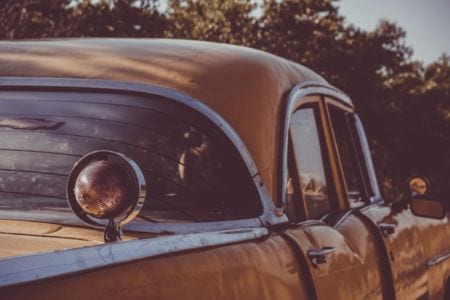 Closeup of a vintage car