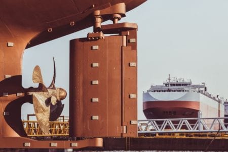 A big ship in a dock