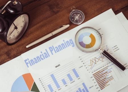 Financial planner on a table