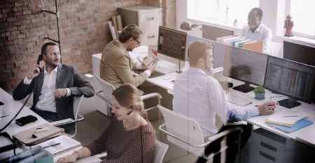 A group of people working in an office