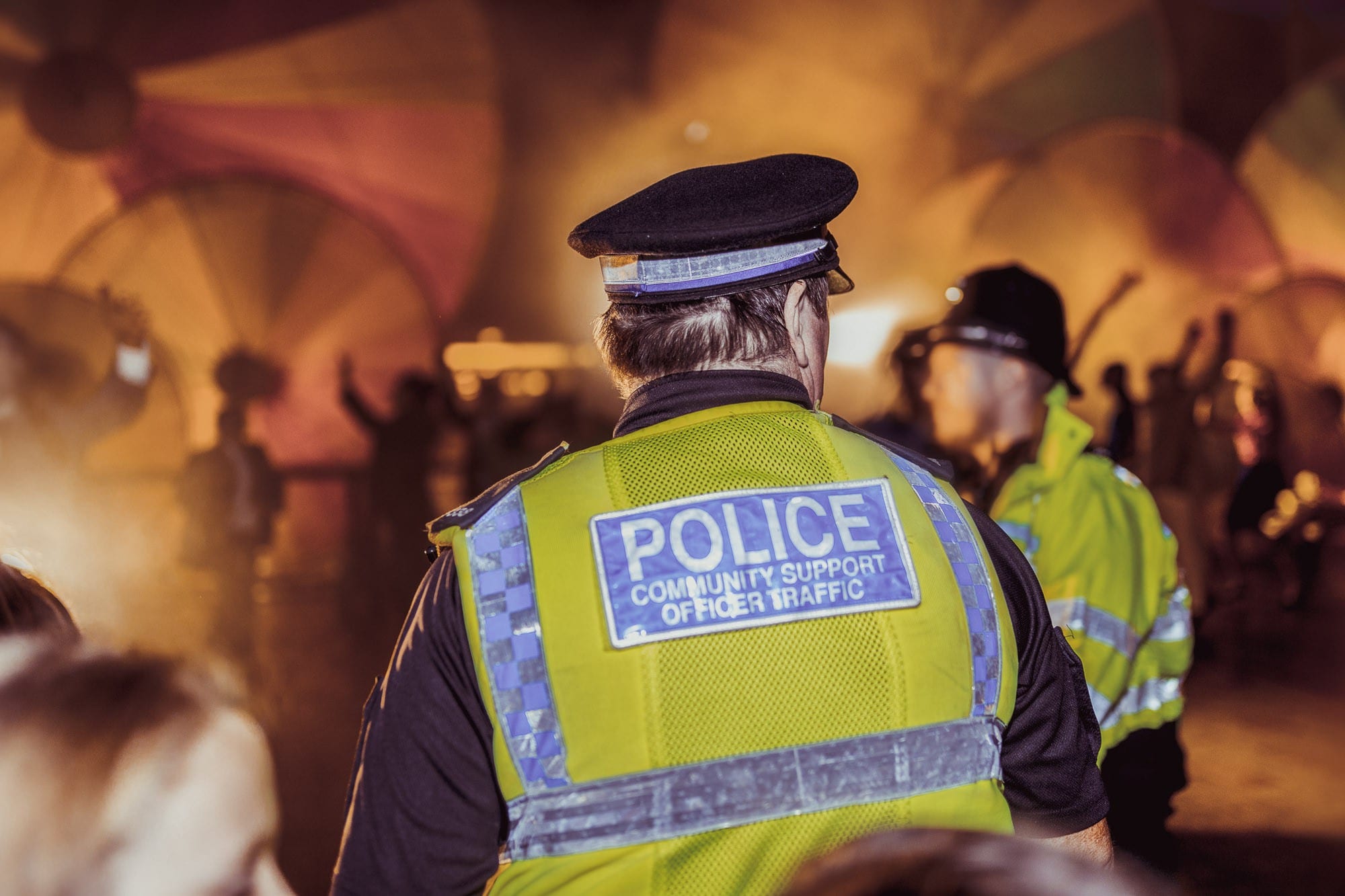 Police community support officer at an event