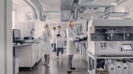 Scientists working in a lab