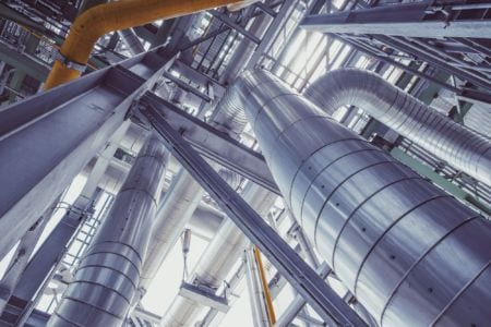 Steam pipes with thermal insulation in power plant