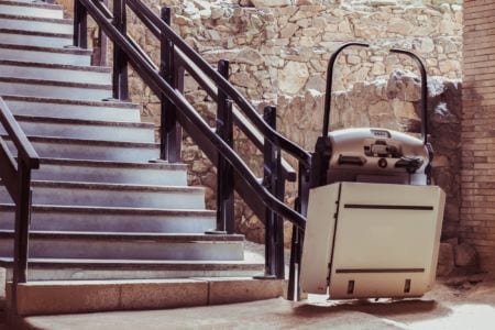 Macro of a stairlift platform