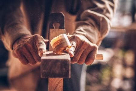 Man working with wood